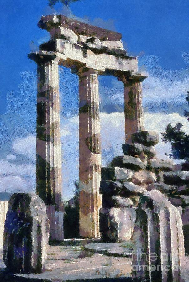 The Tholos at the temple of Athena Pronaia in Delphi I Painting by George Atsametakis