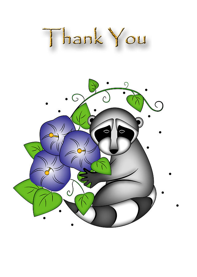 Flower Digital Art - Thank You Raccoon #5 by Jeanette K