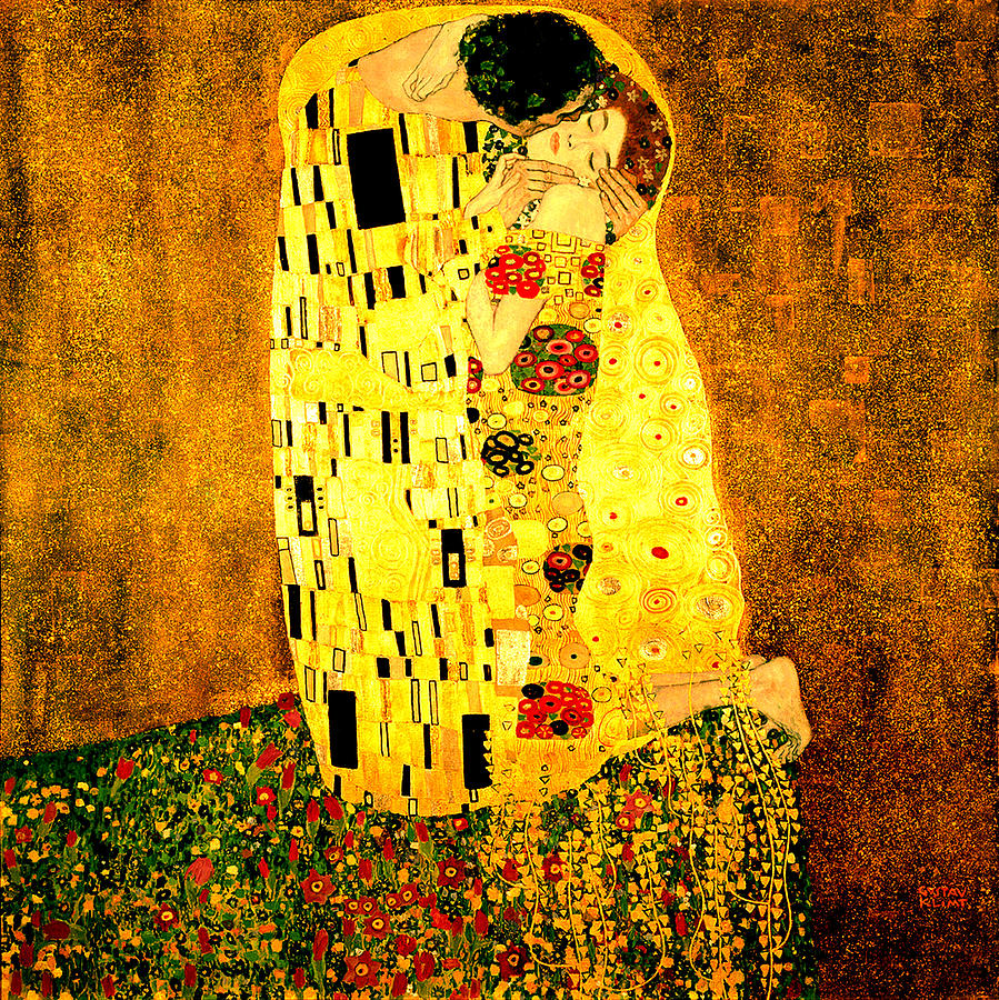 Gustav Klimt Digital Art - The Kiss by Gustav Klimt