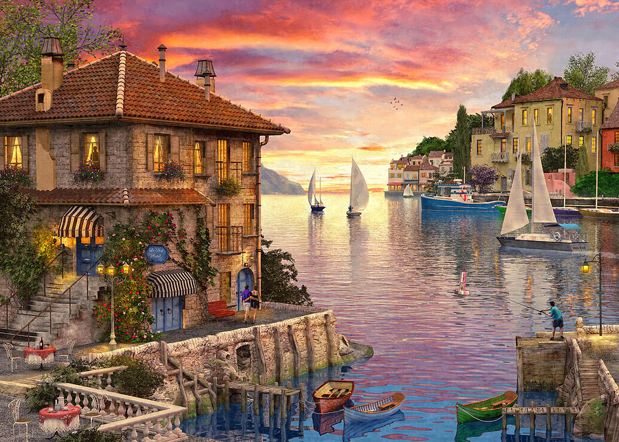 The Mediterranean Harbour #6 Painting by MGL Meiklejohn Graphics Licensing