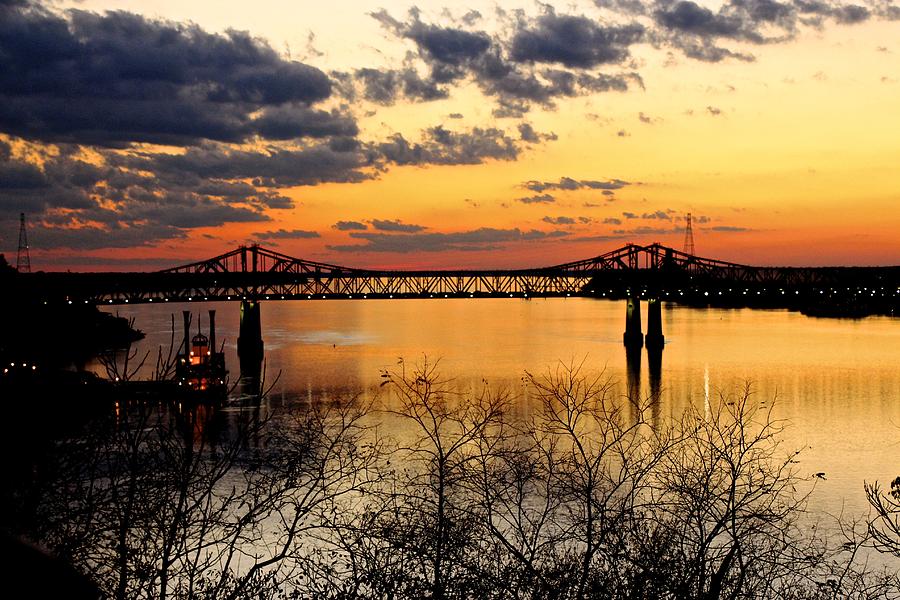 The Mississippi River Bridge at Natchez at sunset.  #5 Photograph by Jim Albritton