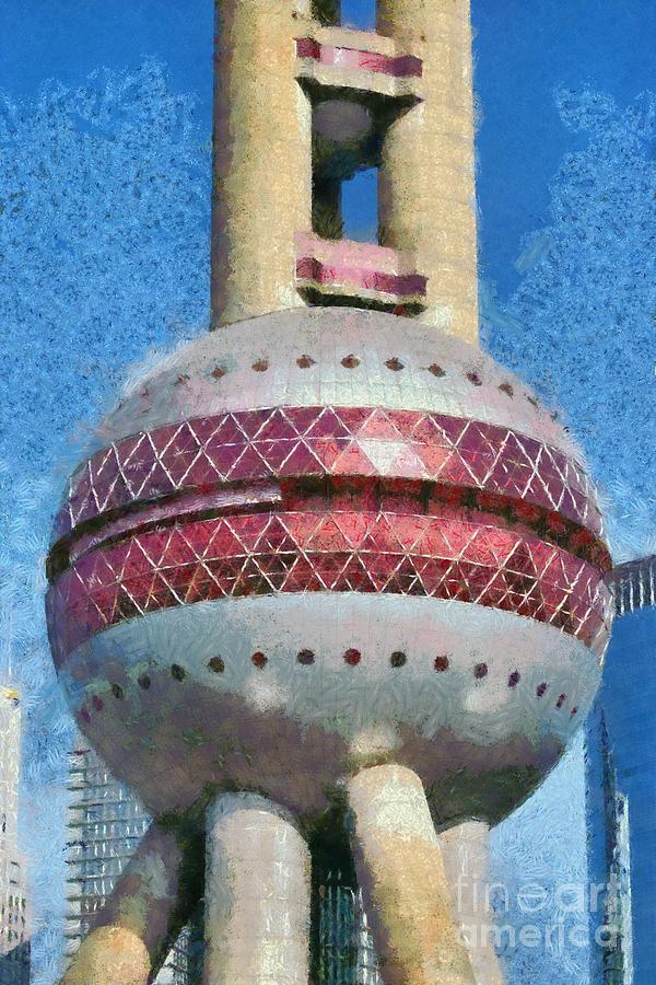 The Oriental Pearl Tower #4 Painting by George Atsametakis