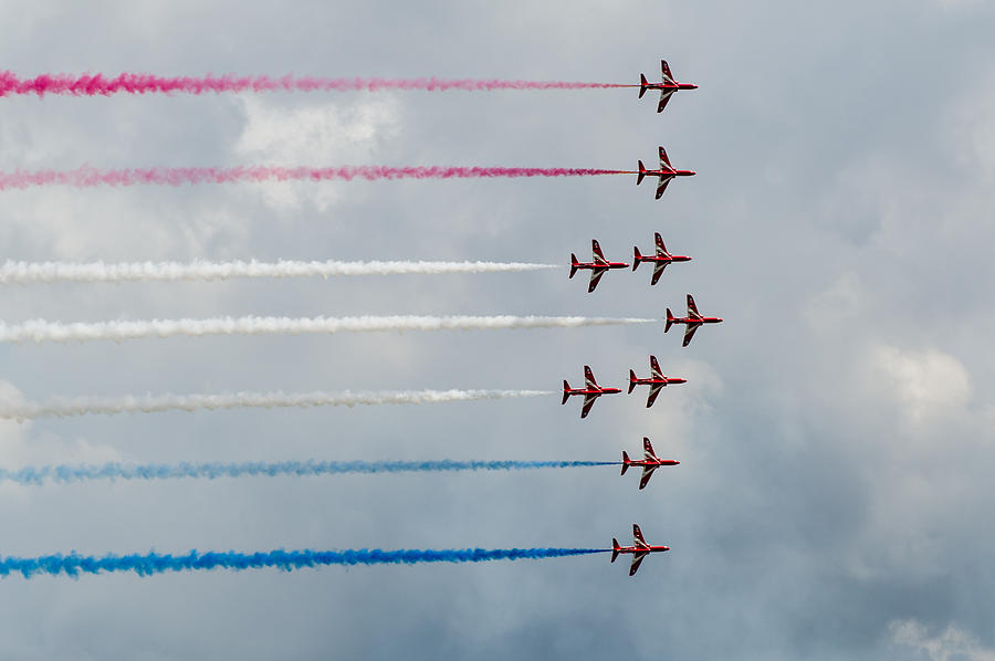 Airplane Photograph - The Red Arrows #5 by Gary Eason
