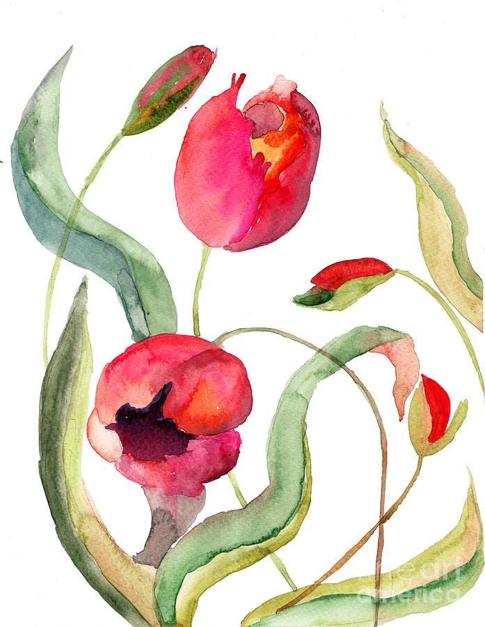 Tulips flowers #5 Painting by Regina Jershova