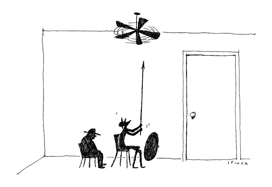 Don Quixote Drawing - New Yorker February 13th, 2017 by Liana Finck