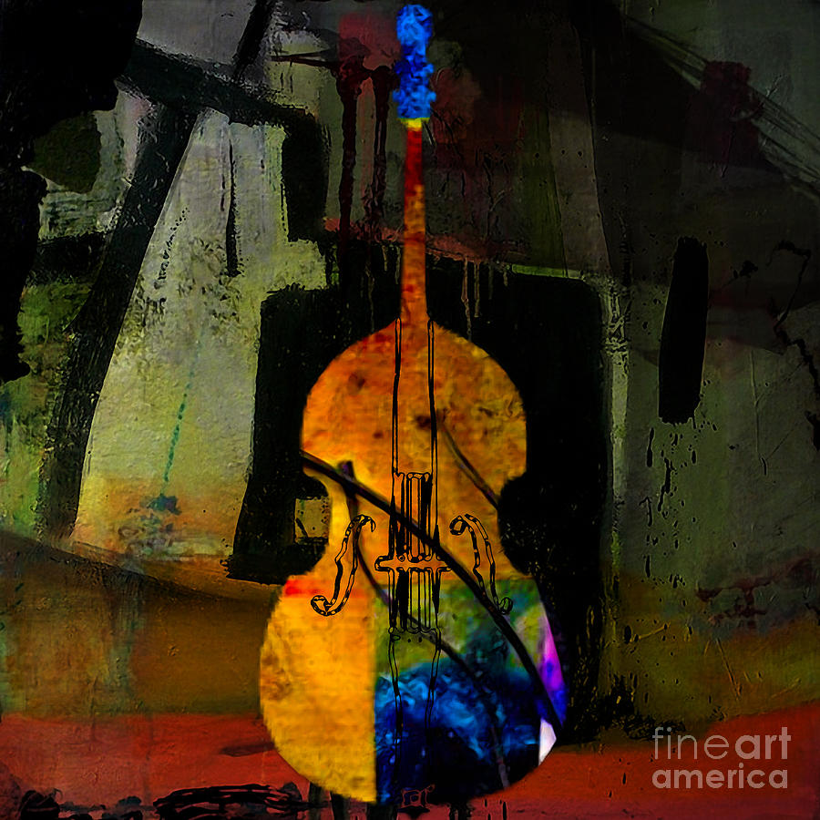 Upright Bass Mixed Media - Upright Bass #6 by Marvin Blaine
