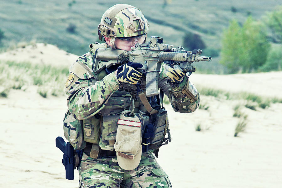 U.s. Soldier In The Desert #5 Photograph by Oleg Zabielin