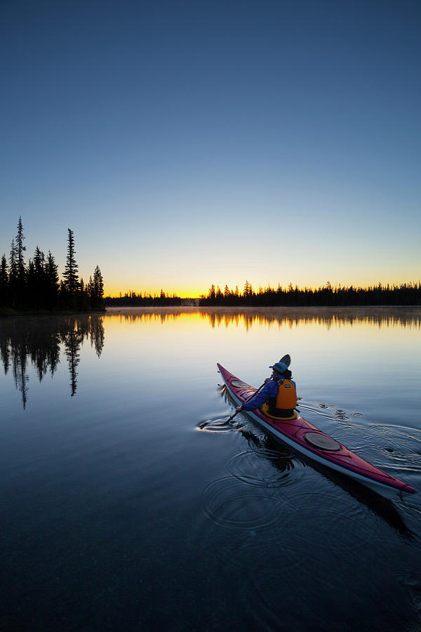 Sports Photograph - USA, Oregon A Woman In A Sea Kayak #5 by Gary Luhm