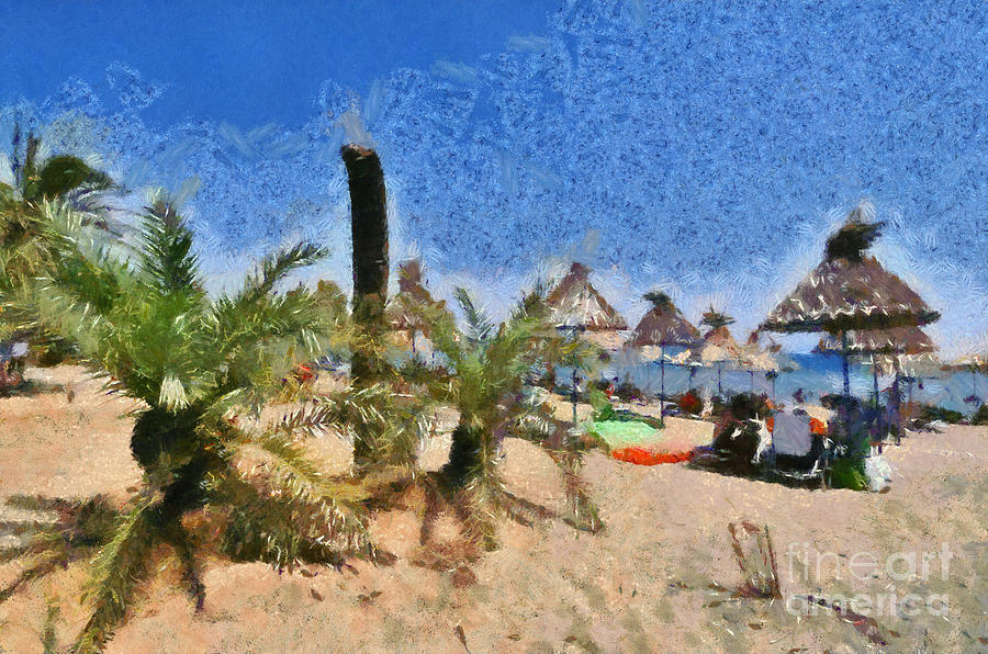 Painting of Vai beach #8 Painting by George Atsametakis
