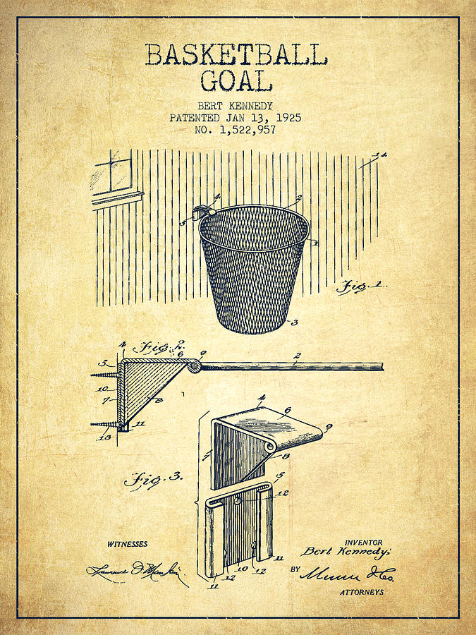 Vintage Basketball Goal Patent From 1925 Drawing