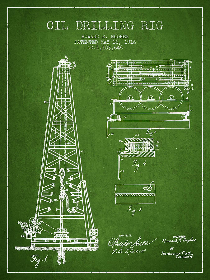 Vintage Drawing - Vintage Oil drilling rig Patent from 1916 #6 by Aged Pixel