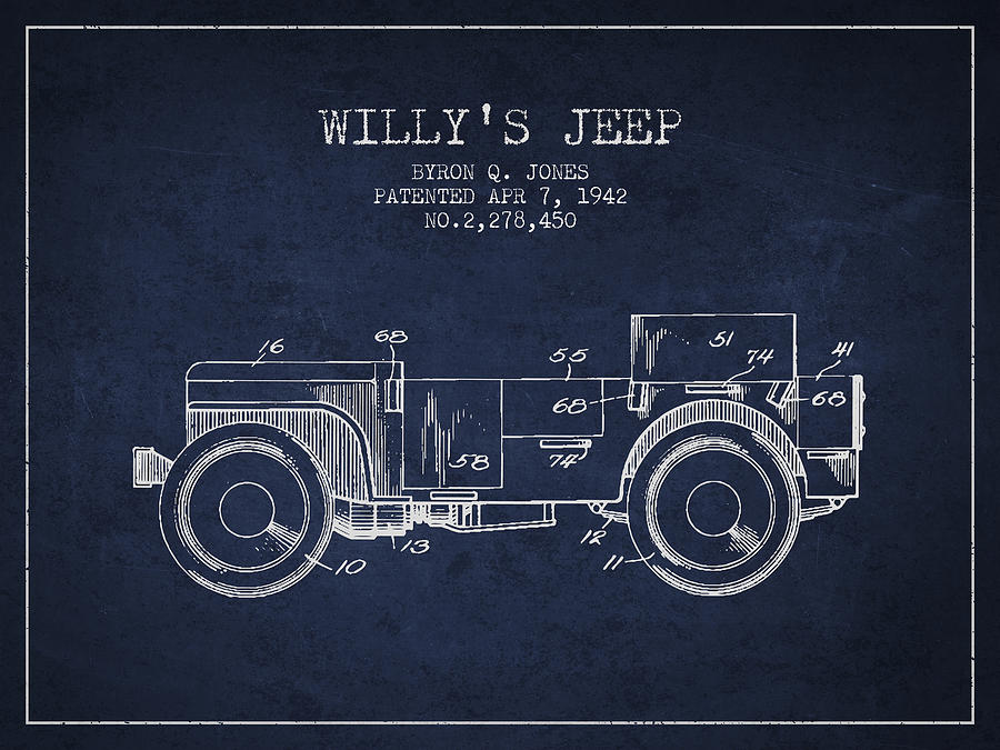 Vintage Digital Art - Vintage Willys Jeep Patent from 1942 #7 by Aged Pixel