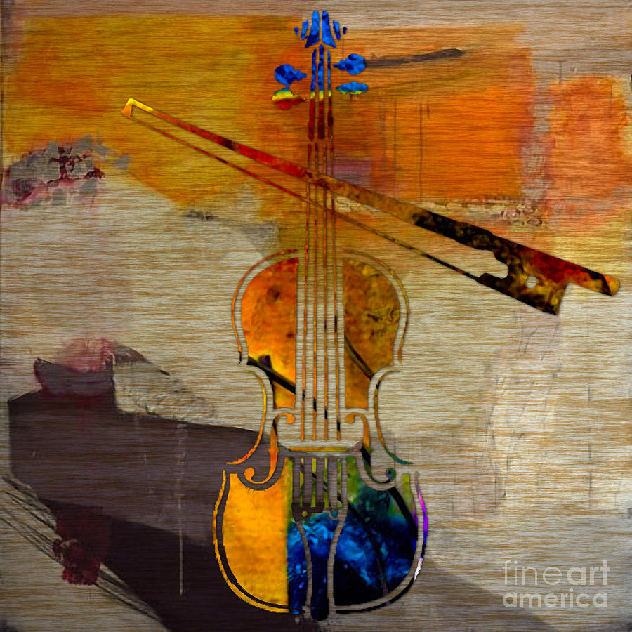 Music Mixed Media - Violin and Bow #6 by Marvin Blaine