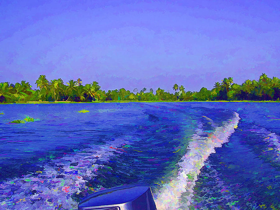 Wake from the wash of an outboard motor #5 Digital Art by Ashish Agarwal