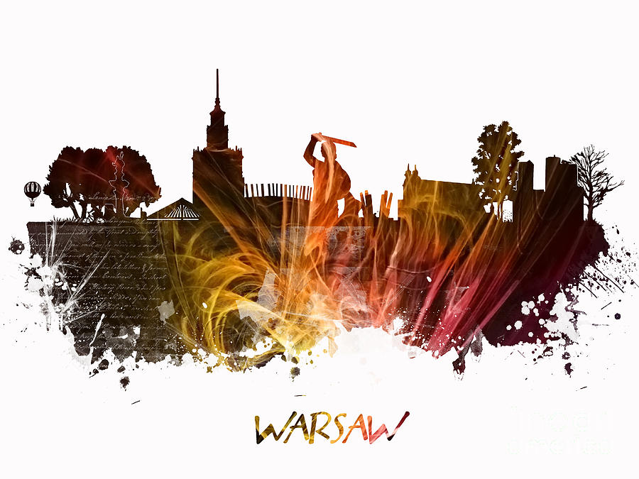 Warsaw City Skyline #5 Digital Art by Justyna Jaszke JBJart