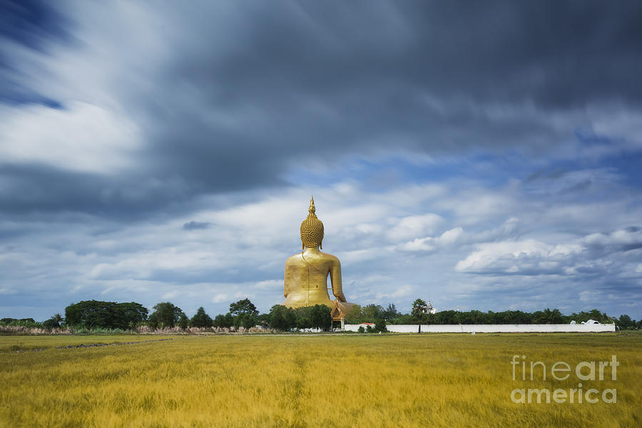 Buddha Photograph - Wat Muang with gilden giant big Buddha statue #5 by Anek Suwannaphoom