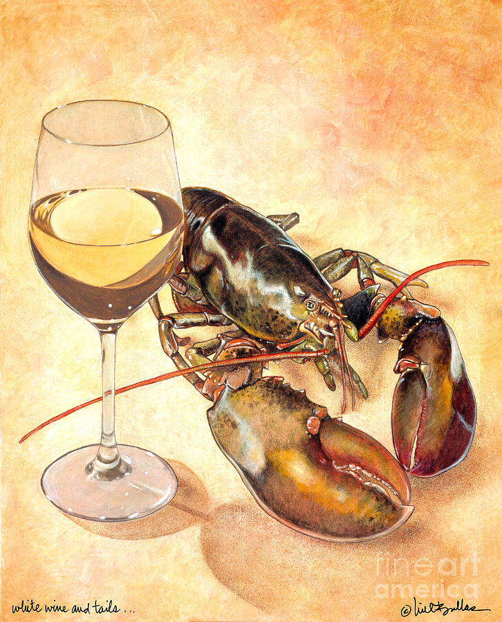 Wine Painting - White Wine And Tails... #1 by Will Bullas