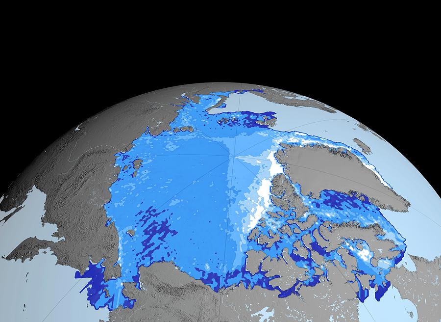 Winter Arctic Sea Ice Thickness Photograph by Nasa/gsfc-svs/science ...