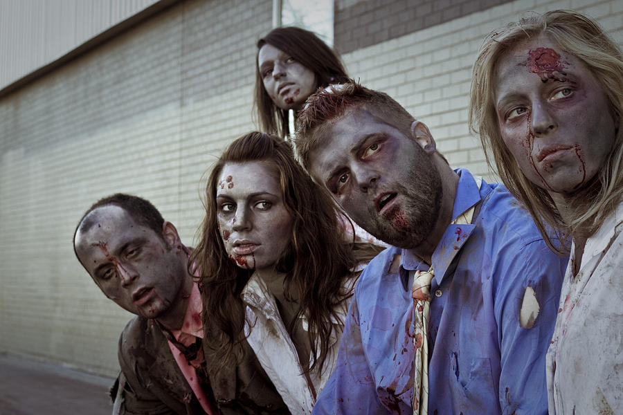 5 Zombies Staring At Something Off Camera Photograph by Ianmcdonnell