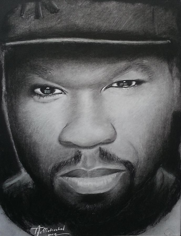 50 Cent Charcoal Drawing by Lance Freeman Fine Art America