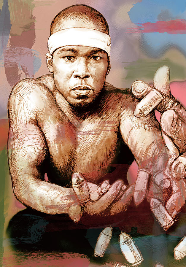 Portraits Drawing - 50 Cent - Stylised Drawing Art Poster 50 by Kim Wang Portraits Drawing - 50 Cent - Stylised Drawing Art Poster 50 by Kim Wang