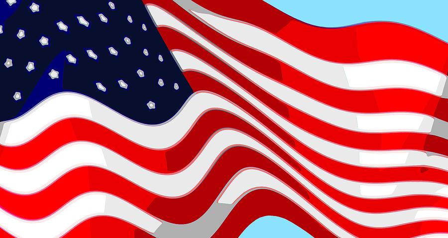 Flag Digital Art - 50 Star American Flag Closeup Abstract 9 by L Brown