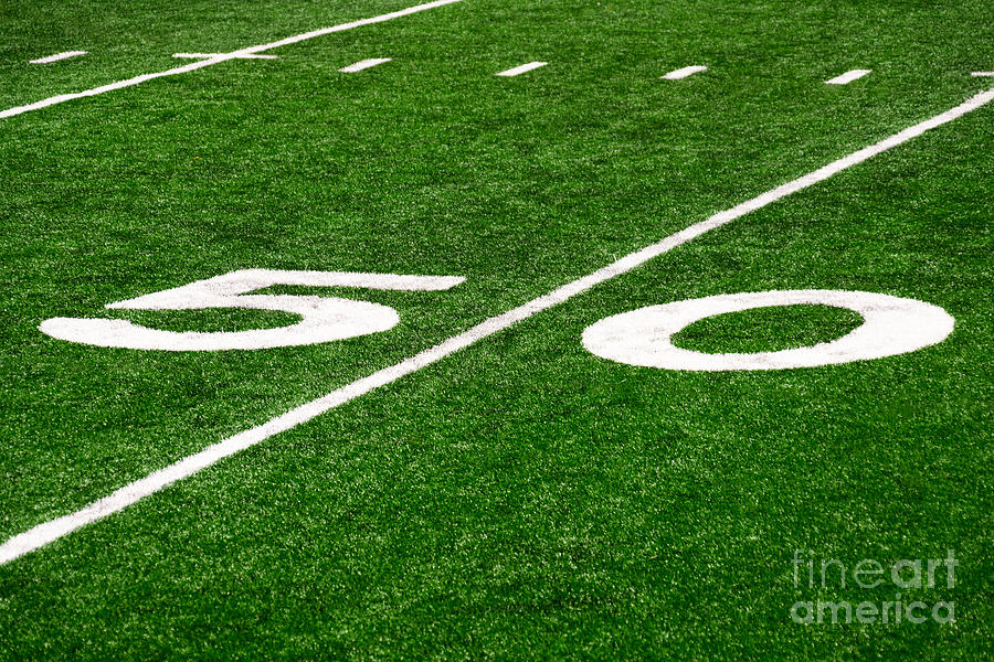 50 Yard Line On Football Field Photograph