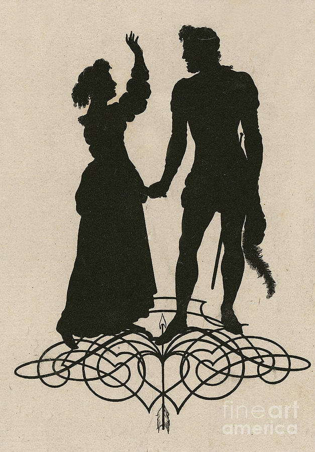 Vintage Drawing - A silhouette illustration for Midsummer night dream by Shakespea #53 by Indian Summer