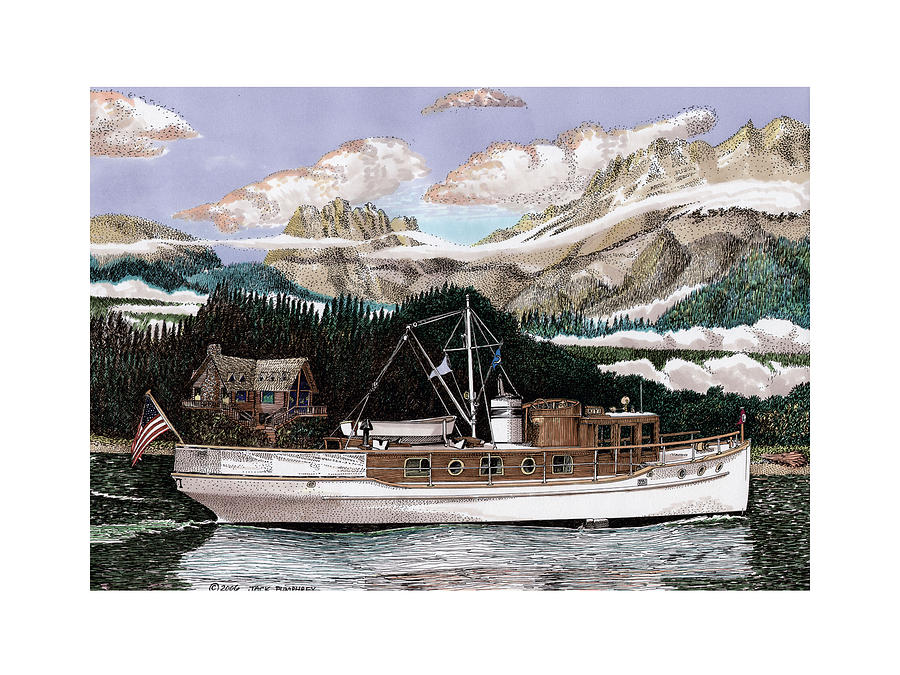 North to Alaska on a 53 foot classic yacht  Painting by Jack Pumphrey