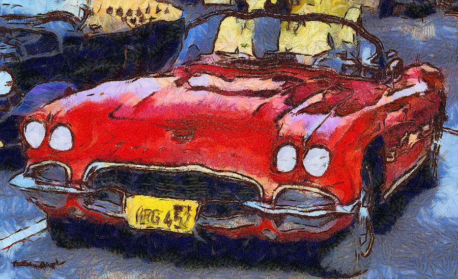 53 Vette Vintage Car Digital Art by Barbara Snyder