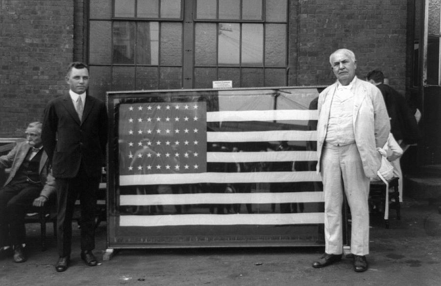Flag Photograph - Thomas Edison (1847-1931) #54 by Granger