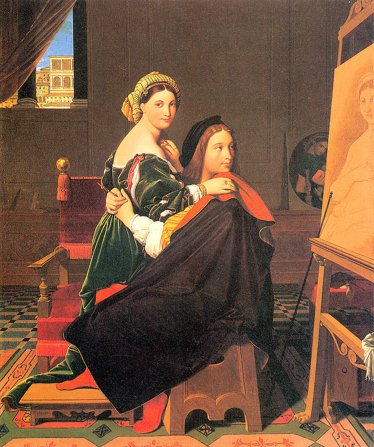 Raphael and the Fornarina Painting by Jean Auguste Domiinque Ingres