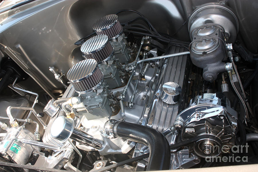Car Photograph - 55 Bel Air Engine-8202 by Gary Gingrich Galleries
