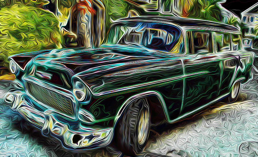 55 Chevy wagon Photograph by Will Burlingham
