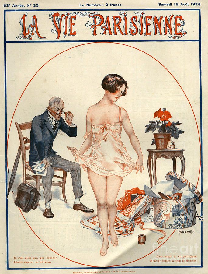 France Drawing - 1920s France La Vie Parisienne Magazine #56 by The Advertising Archives