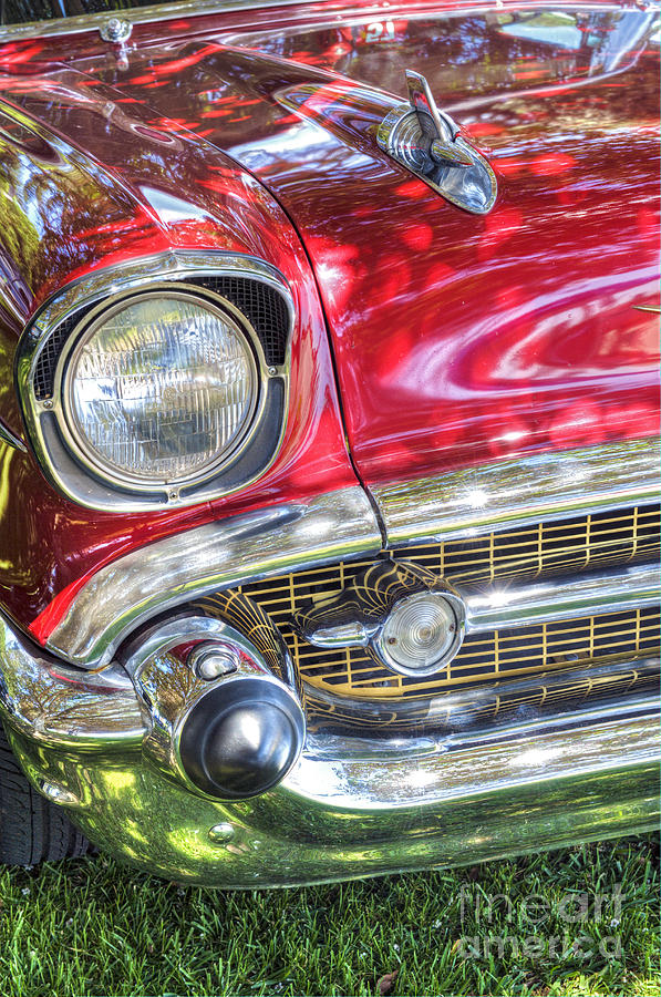 56 Classic Chevy Red Chrome Bumper Photograph by David Zanzinger
