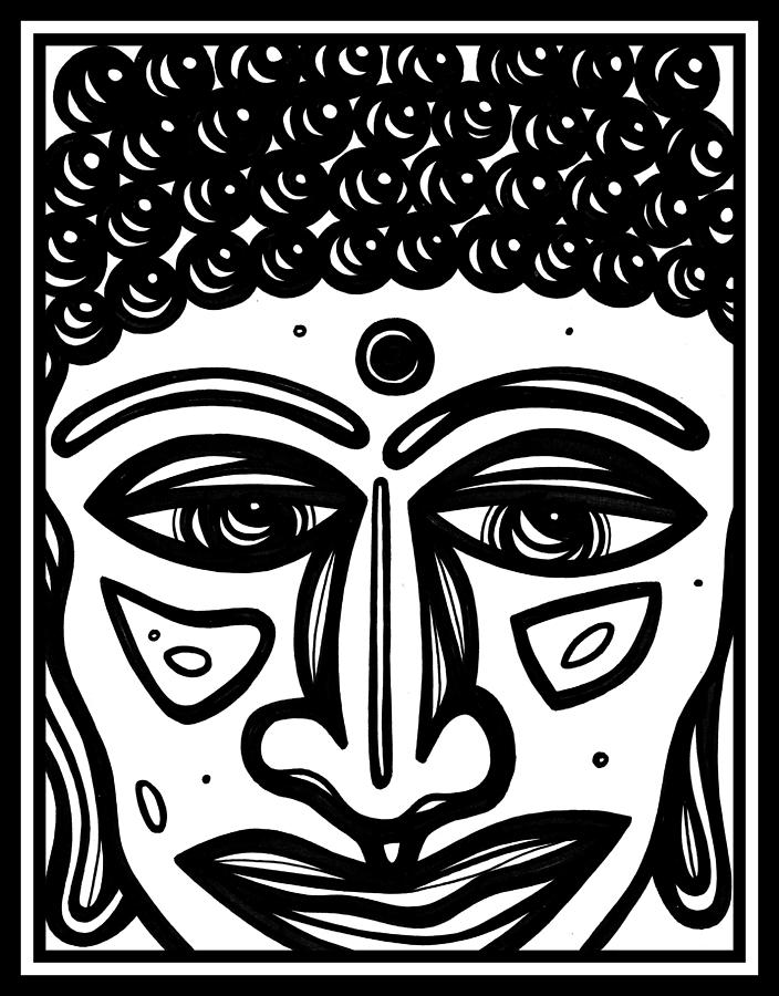 Zarkin Buddha Black and White Drawing by Eddie Alfaro - Fine Art America