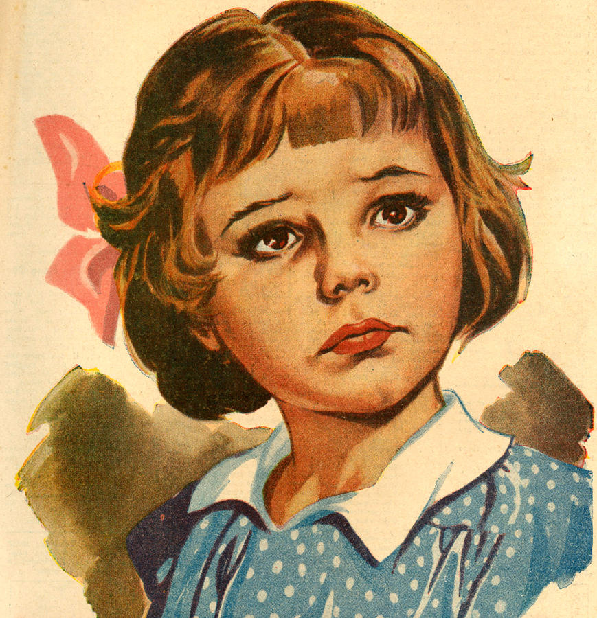 Portrait Drawing - 1950s Uk Illustrations Magazine Plate #57 by The Advertising Archives