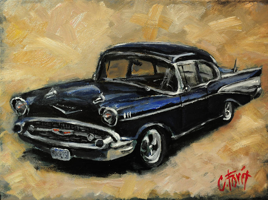 57 Chevy Painting by Carole Foret