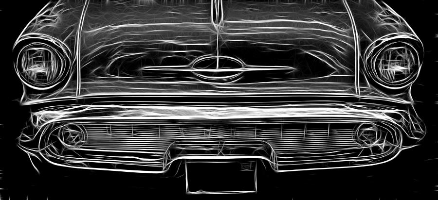 57 Olds Black And White Photograph by Wes and Dotty Weber