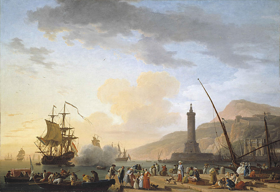 Claude-joseph Vernet Painting - A Seaport At Sunset by MotionAge Designs