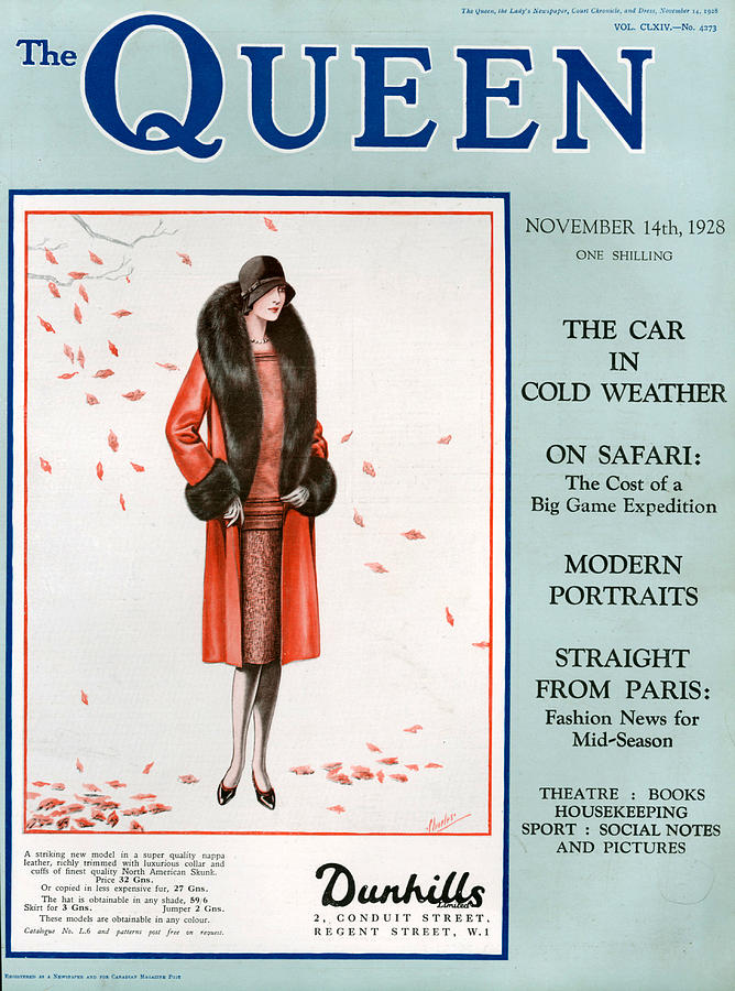 Fall Photograph - 1920s Uk The Queen Magazine Cover #6 by The Advertising Archives