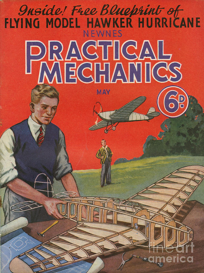 Magazine Cover Drawing - 1930s Uk Practical Mechanics Magazine #6 by The Advertising Archives