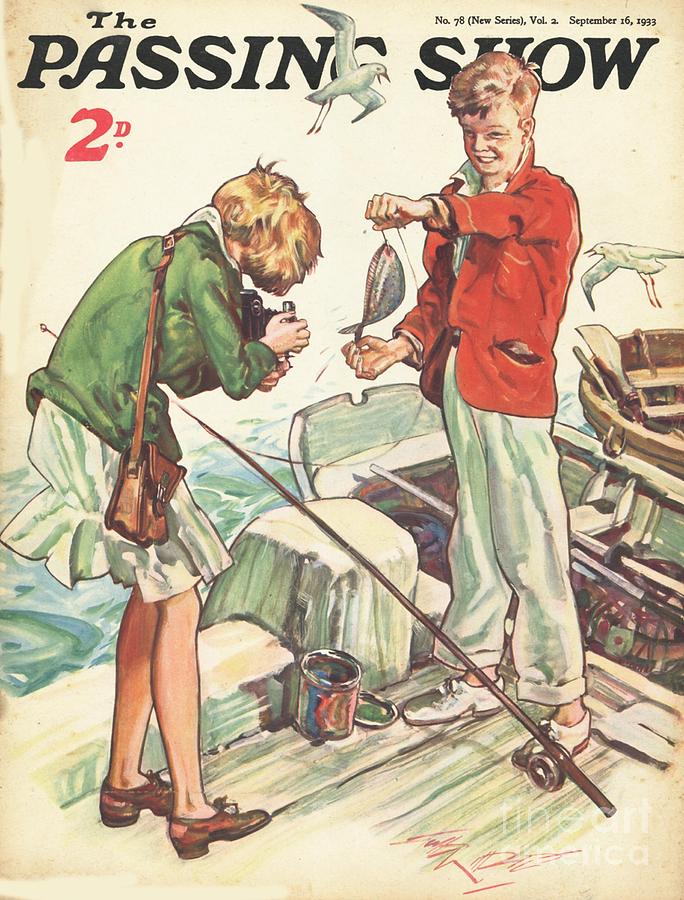 Fishing Drawing - 1930s,uk,the Passing Show,magazine Cover #6 by The Advertising Archives