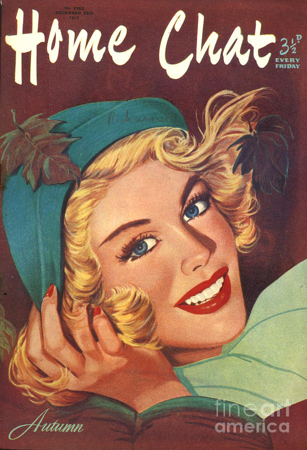 Portrait Drawing - 1950s Uk Home Chat Magazine Cover #6 by The Advertising Archives
