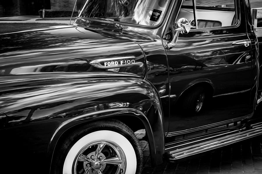 Vintage Photograph - 1953 Ford F100 Pickup Truck BW  #6 by Rich Franco