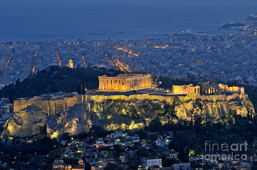 Acropolis of Athens during dusk time #8 Photograph by George Atsametakis