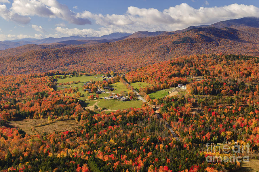 Aerial view of fall foliage in Stowe Vermont #6 Photograph by Don Landwehrle