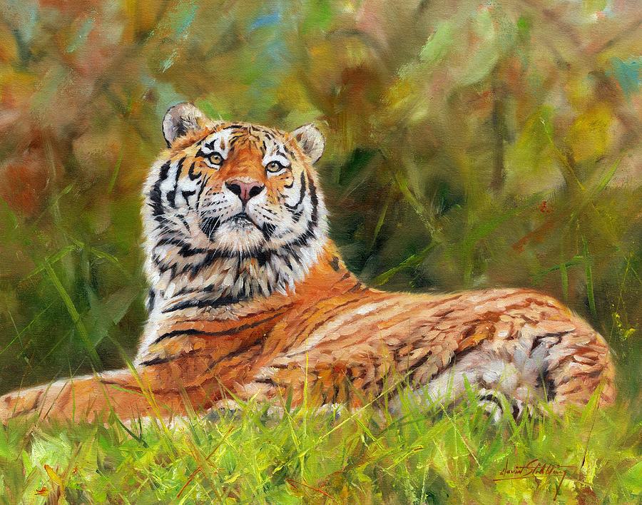 Tiger Painting - Amur Tiger #6 by David Stribbling