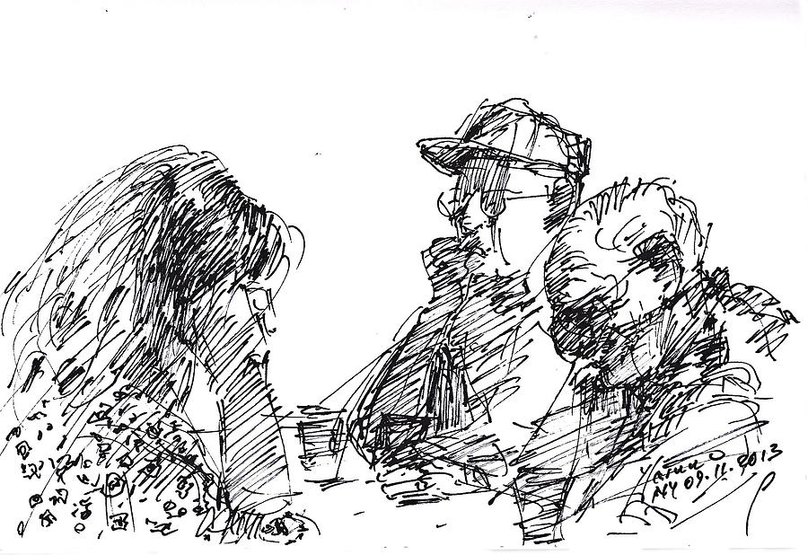 Sketch Drawing - At Tim Hortons #6 by Ylli Haruni